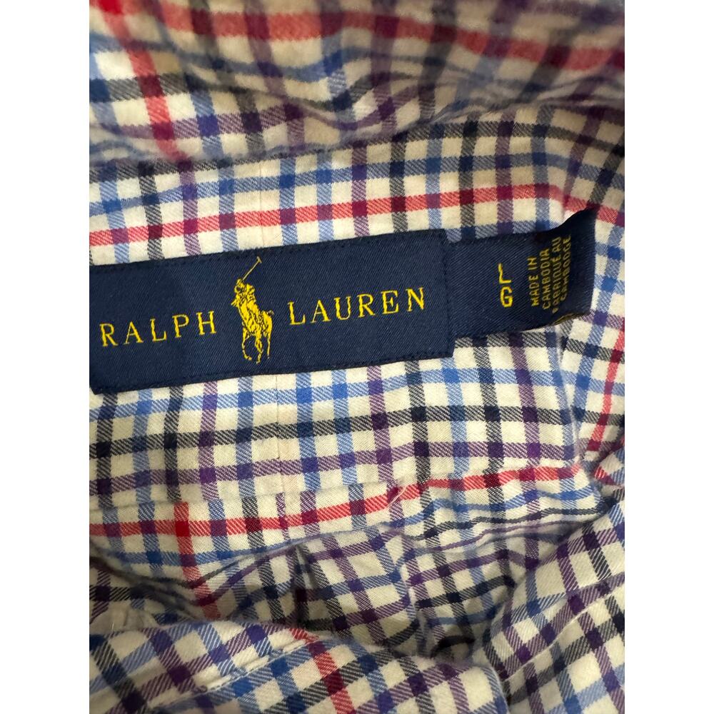 Ralph Lauren Tattersall Plaid OCBD Shirt Men's L Cotton Pony - Picture 5 of 11